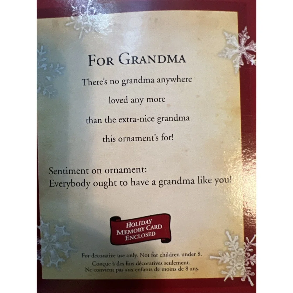 Hallmark: For Grandma - Magnetic Photo Holder - Keepsake Ornament 2004 NEW